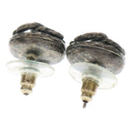 Chanel Coco Round Metal Stud Earrings Silver — view 2