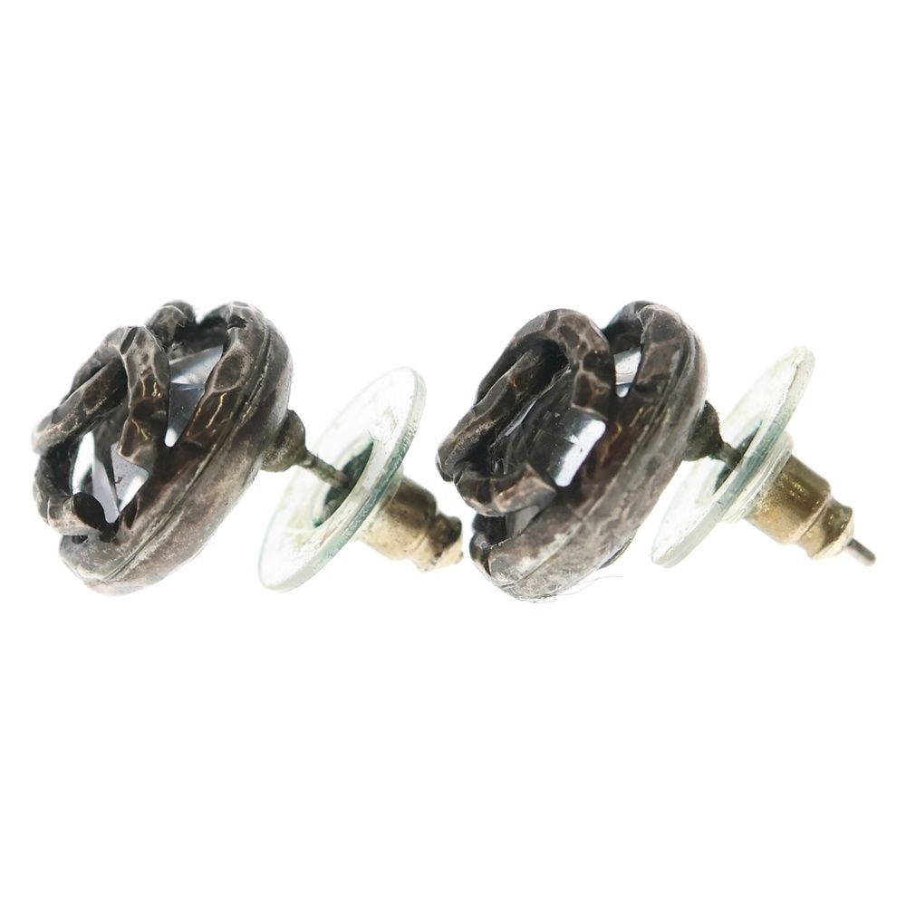Chanel Coco Round Metal Stud Earrings Silver — view 3