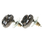 Chanel Coco Round Metal Stud Earrings Silver — view 3