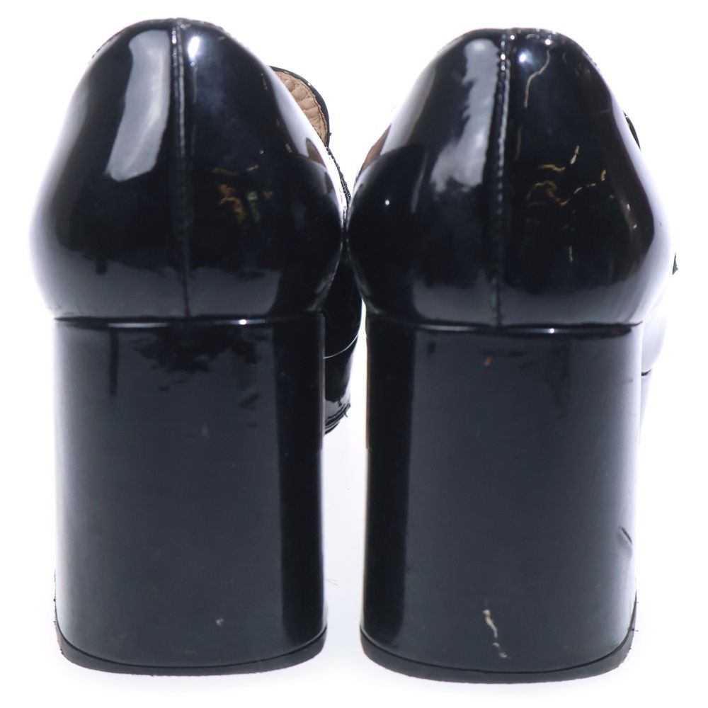 Prada Chocolate Brushed Leather High Heels Loafers Black — view 3