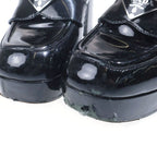 Prada Chocolate Brushed Leather High Heels Loafers Black — view 6