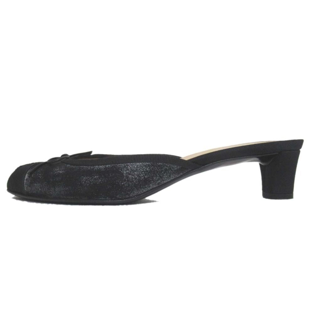 Chanel CC Logo Ribbon Mule Sandals Black — view 2