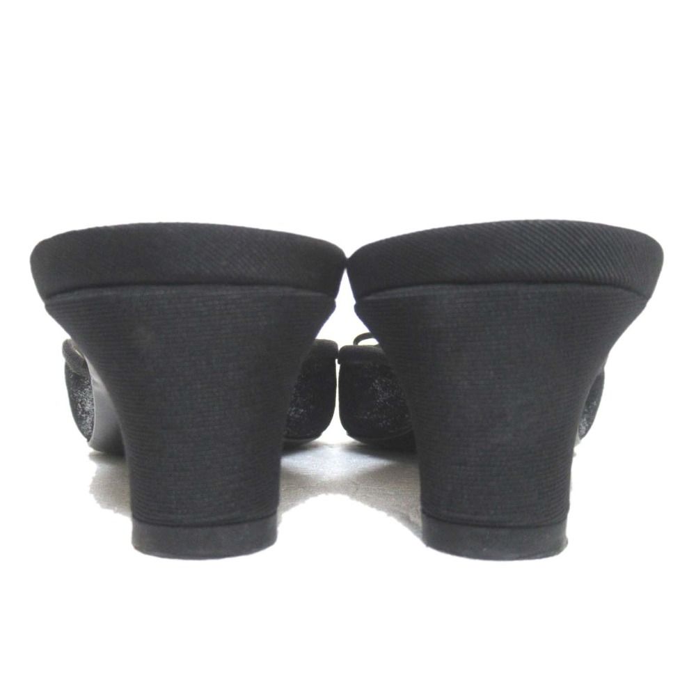 Chanel CC Logo Ribbon Mule Sandals Black — view 3