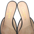 Chanel CC Logo Ribbon Mule Sandals Black — view 5