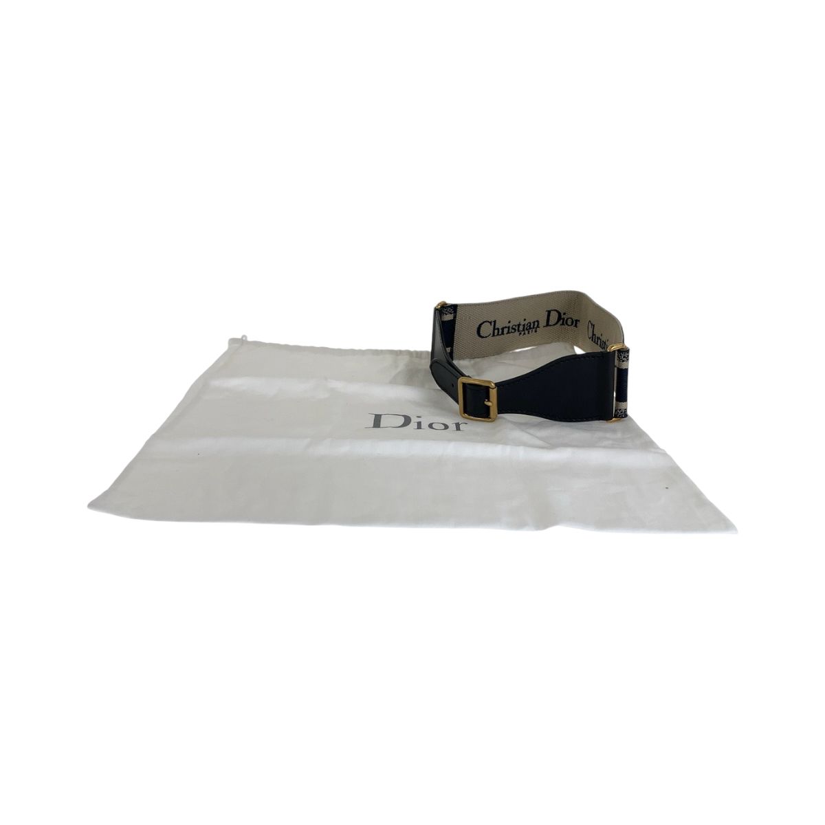 Dior Black Navy Gold Leather 50 MA Belt — view 9