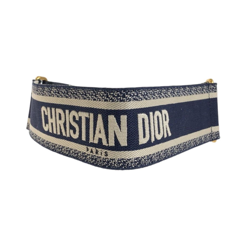 Dior Black Navy Gold Leather 50 MA Belt — view 2
