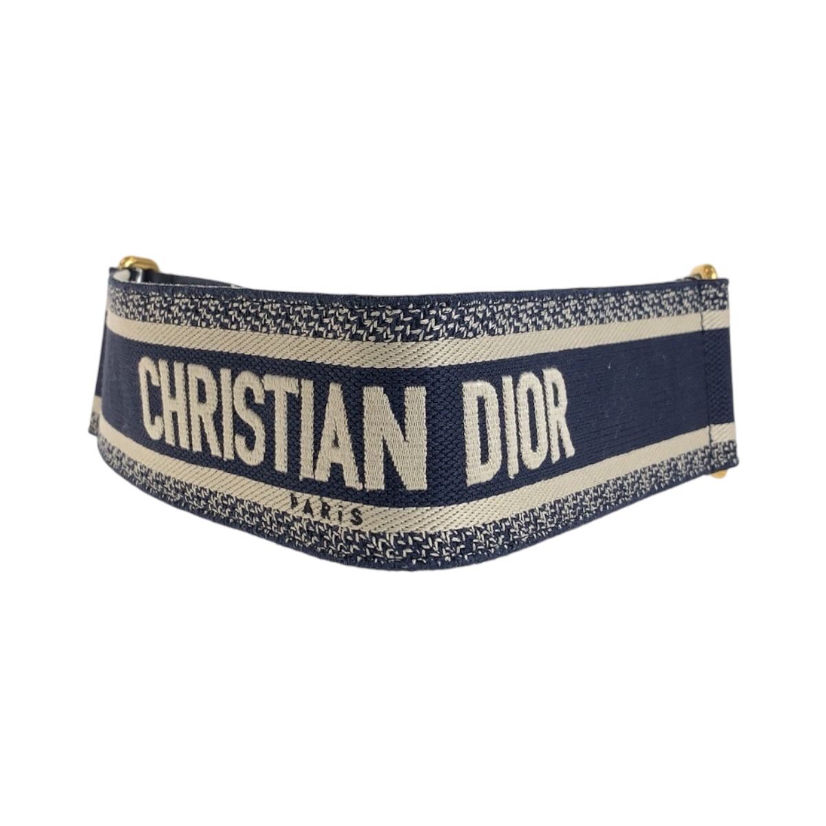 Dior Black Navy Gold Leather 50 MA Belt — view 2