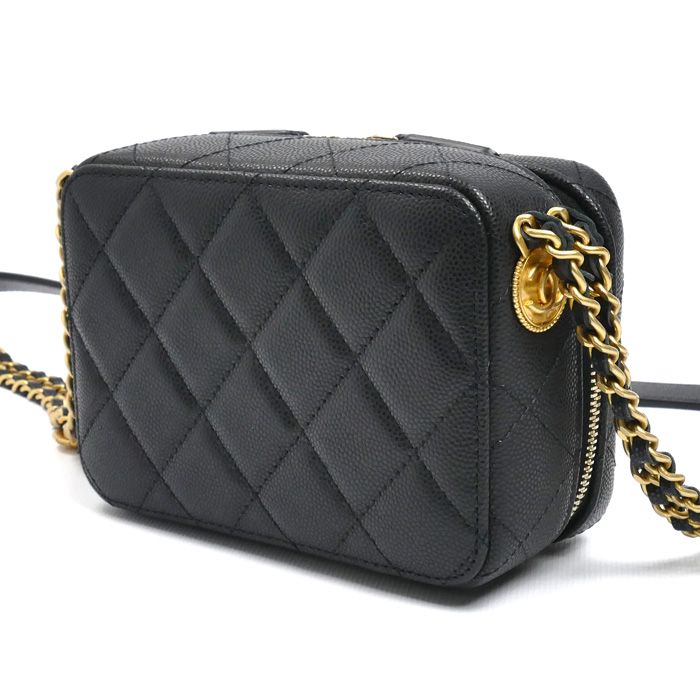 Chanel Mini Camera Bag Chain Black Caviar Leather — view 2