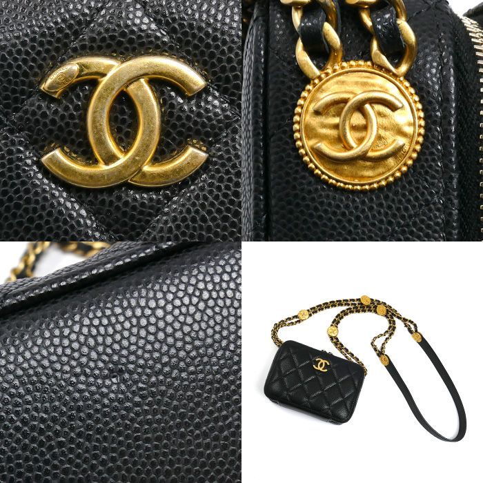 Chanel Mini Camera Bag Chain Black Caviar Leather — view 8