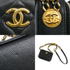 Chanel Mini Camera Bag Chain Black Caviar Leather — view 8