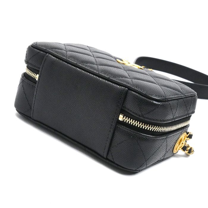 Chanel Mini Camera Bag Chain Black Caviar Leather — view 3