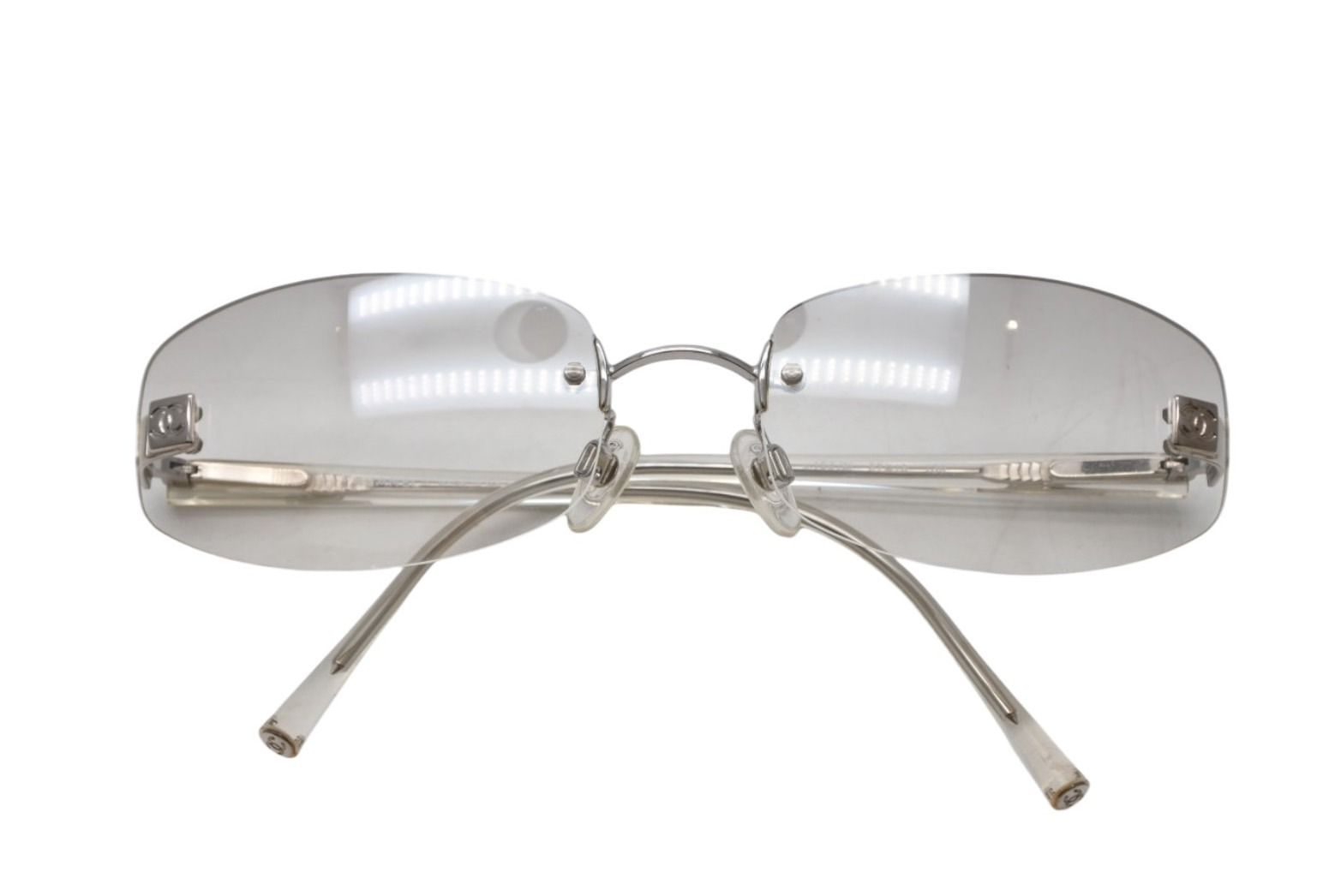 Chanel CC Logo Rimless Sunglasses Clear Acetate Eyewear