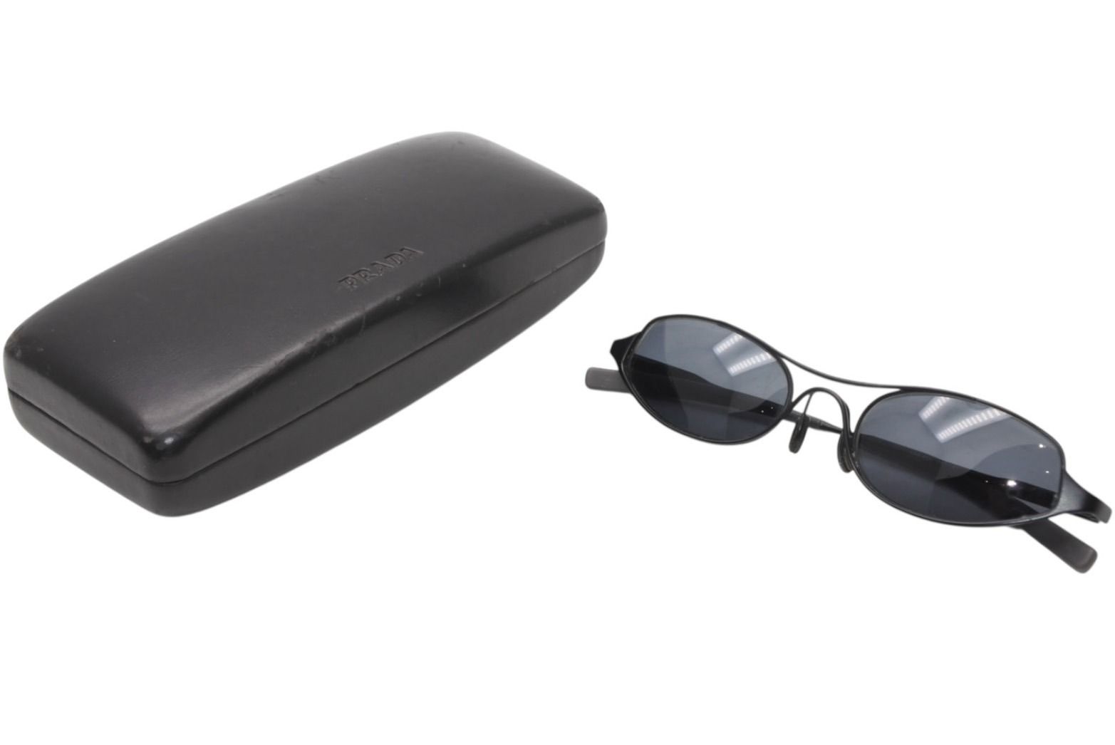 Prada Oval Sunglasses Eyewear Metal Acetate Black