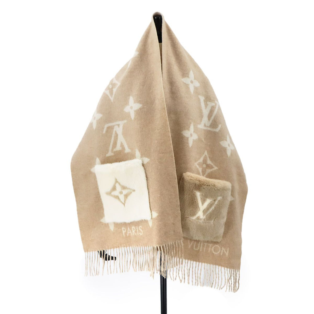 Louis Vuitton Muffler Cold Reykjavik Cashmere 100% Beige Scarf — view 8