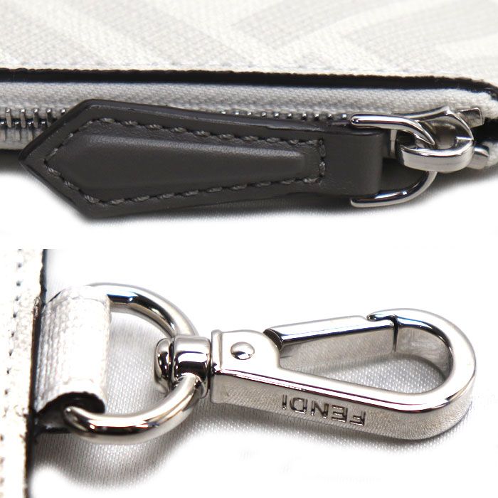 Fendi Zucca Card Case Coin Gray White Red — view 4