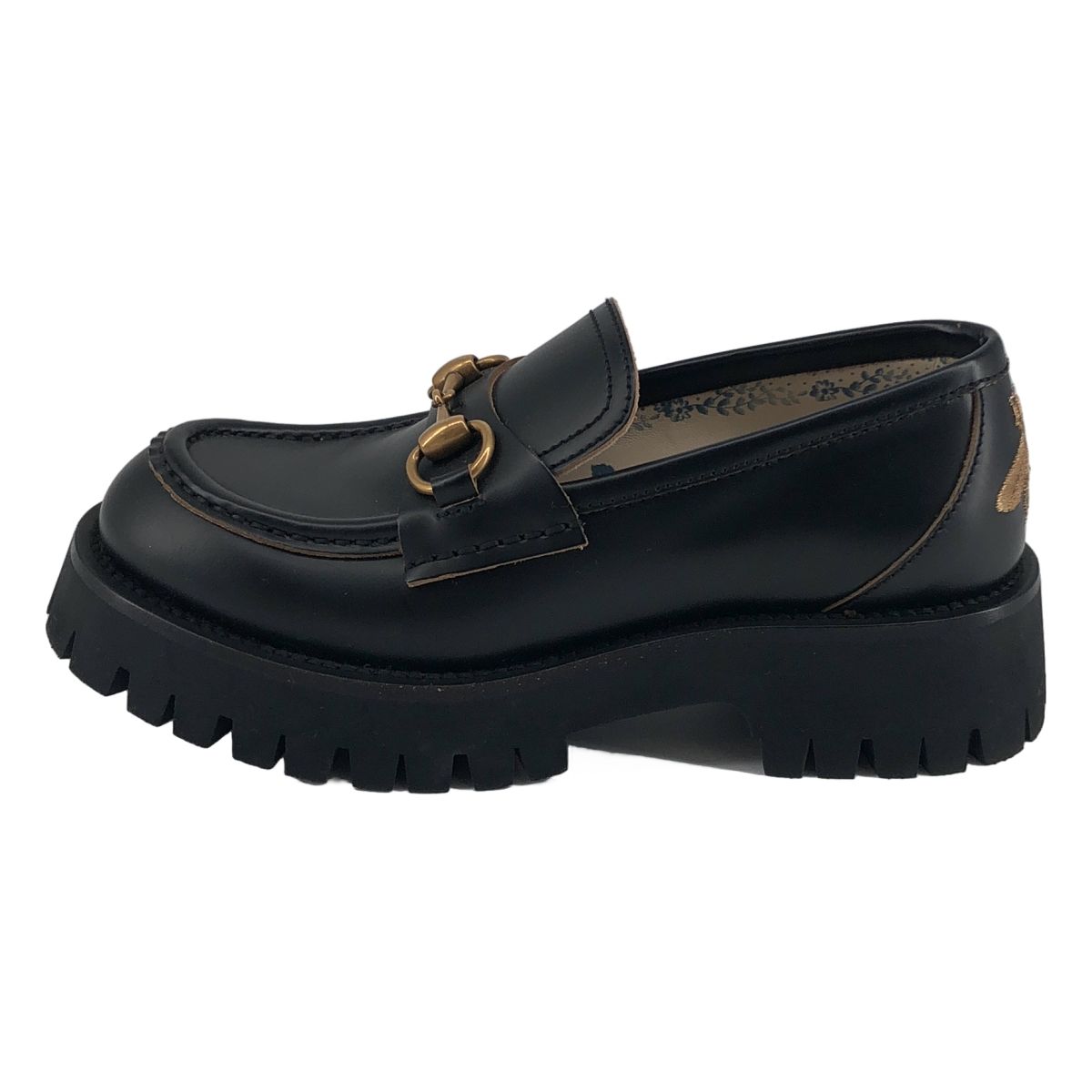 Gucci Leather Bee Embroidery Horsebit Loafers 35.5 Black — view 2