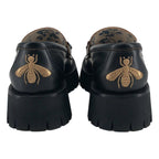 Gucci Leather Bee Embroidery Horsebit Loafers 35.5 Black — view 3
