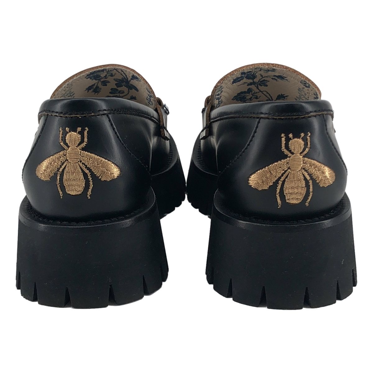 Gucci Leather Bee Embroidery Horsebit Loafers 35.5 Black — view 3