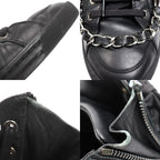 Chanel Leather Chain High Cut Sneakers Black 33 — view 7