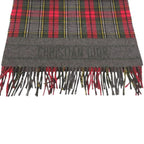 Dior Christian Check Wool Red Large Muffler Shawl Scarf — view 4