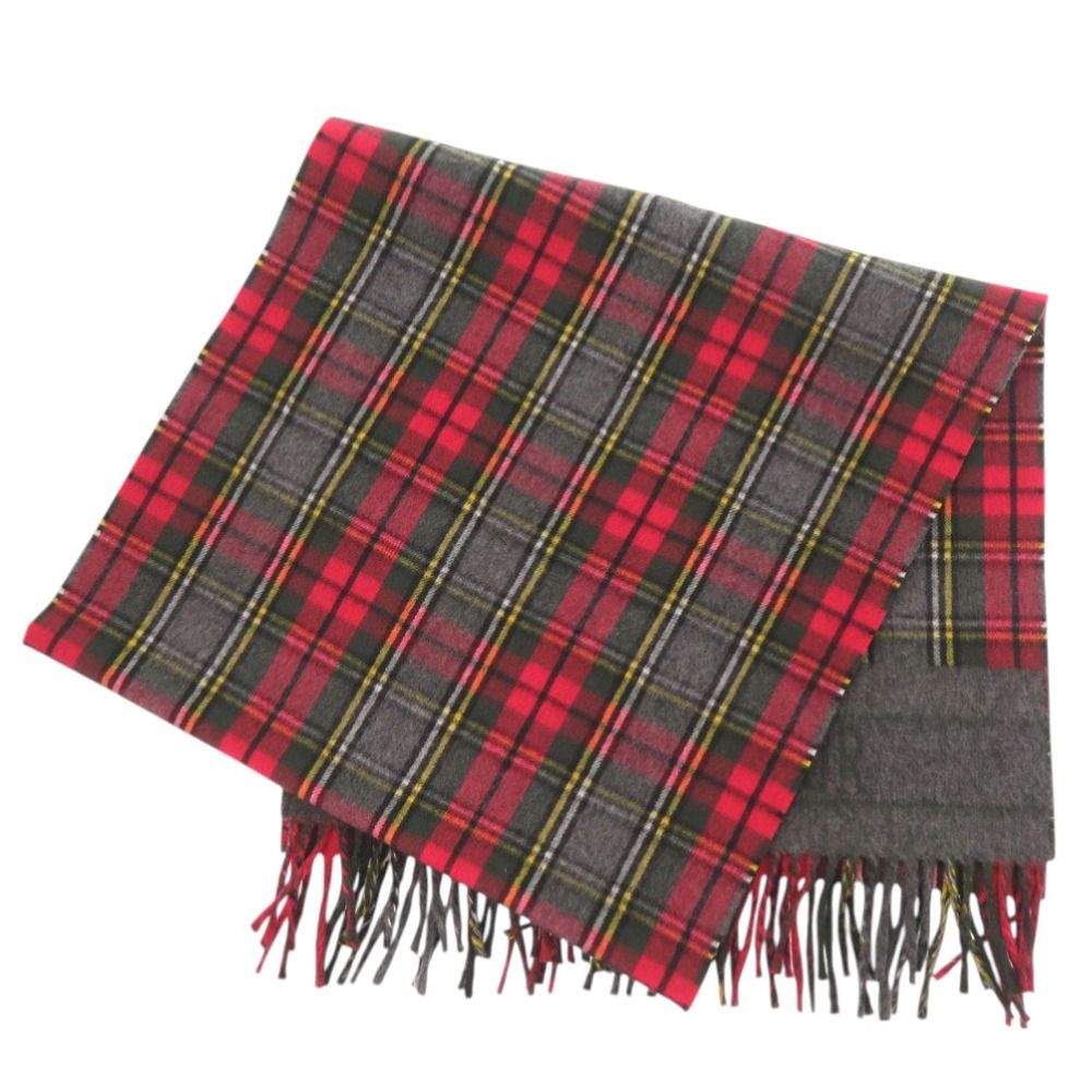 Dior Christian Check Wool Red Large Muffler Shawl Scarf — view 2