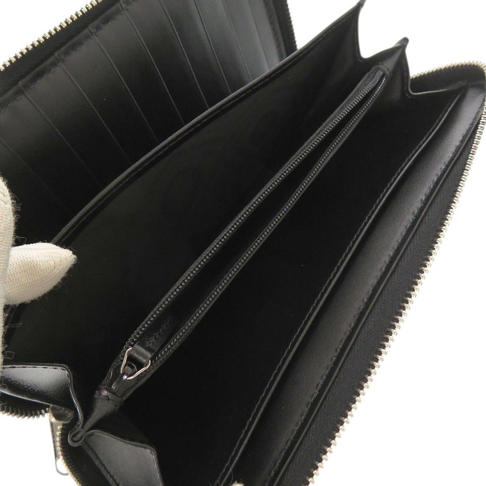 Gucci Zip Around Organizer GG Embossed Leather Black Long Wallet — view 6