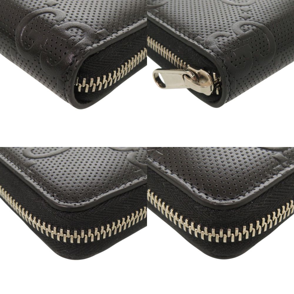 Gucci Zip Around Organizer GG Embossed Leather Black Long Wallet — view 4