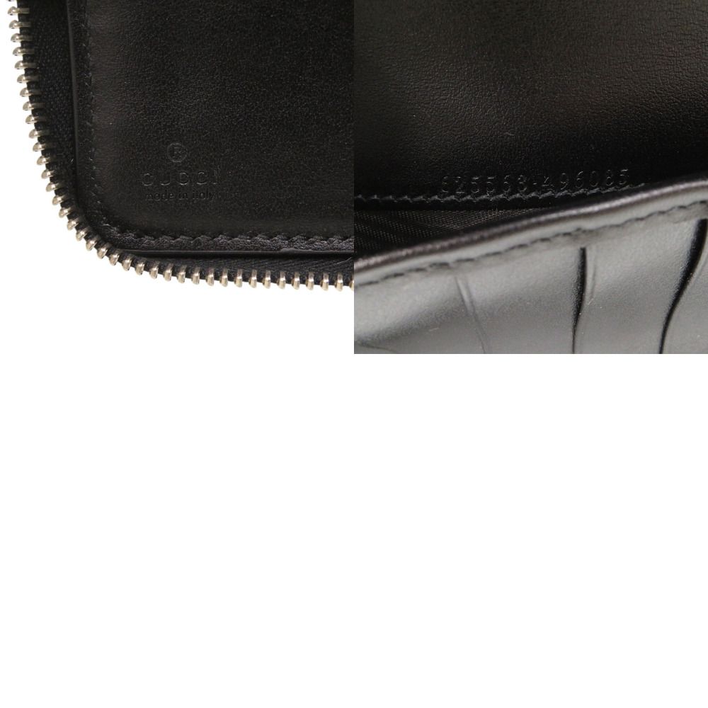 Gucci Zip Around Organizer GG Embossed Leather Black Long Wallet — view 8