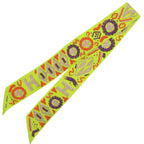 Hermes Twilly Kelly en Perles Logo Silk Yellow Purple Orange Scarf — view 3