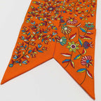 Hermes Twilly Tree of Life L'arbre de Vie Scarf Silk Orange Multicolor — view 7