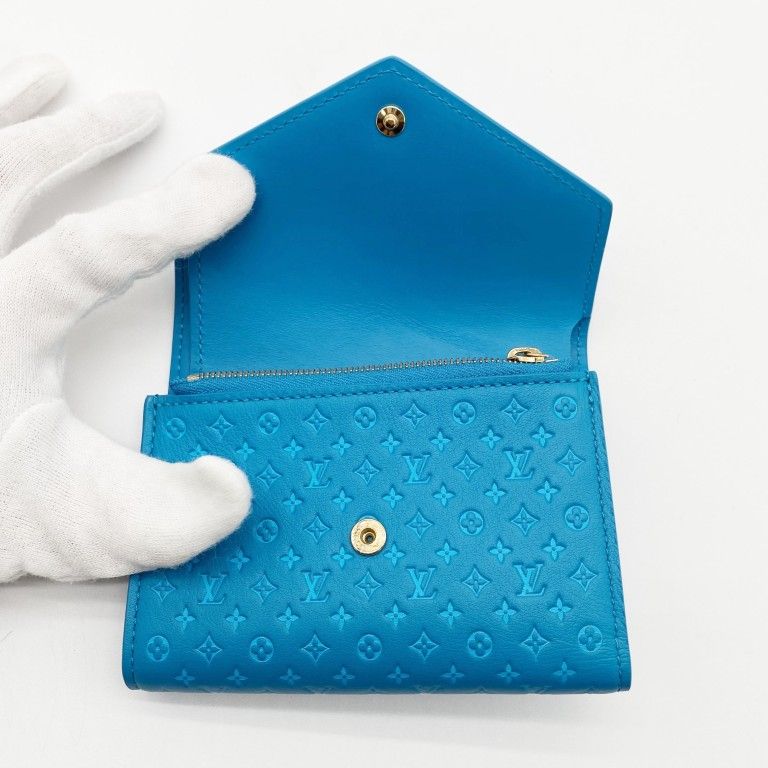 Louis Vuitton Wallet Nanogram Portefeuille Victorine Blue Leather — view 5