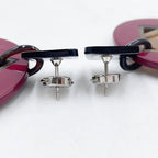 Hermes Earrings Motif Purple Brown Buffalo Horn Lacquer Wood — view 4