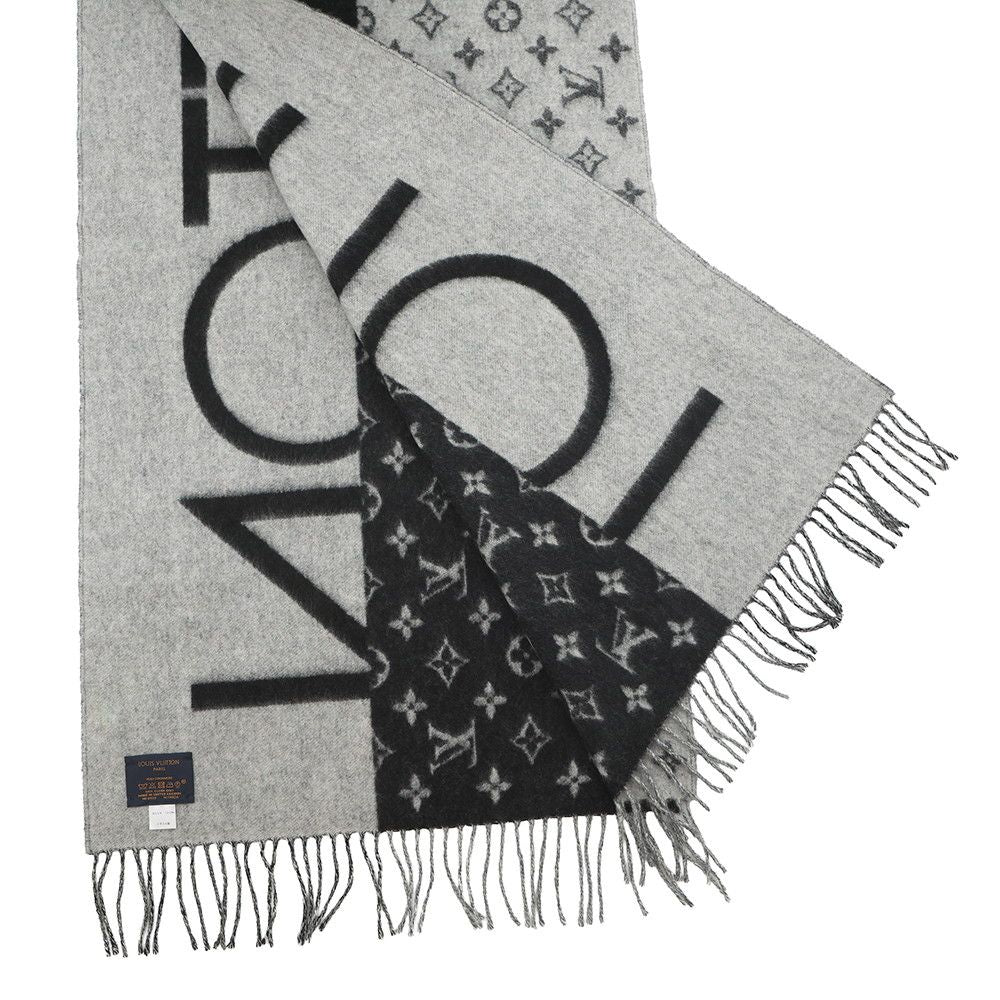 Louis Vuitton Scarf LV Split Cashmere Monogram Black Noir — view 2
