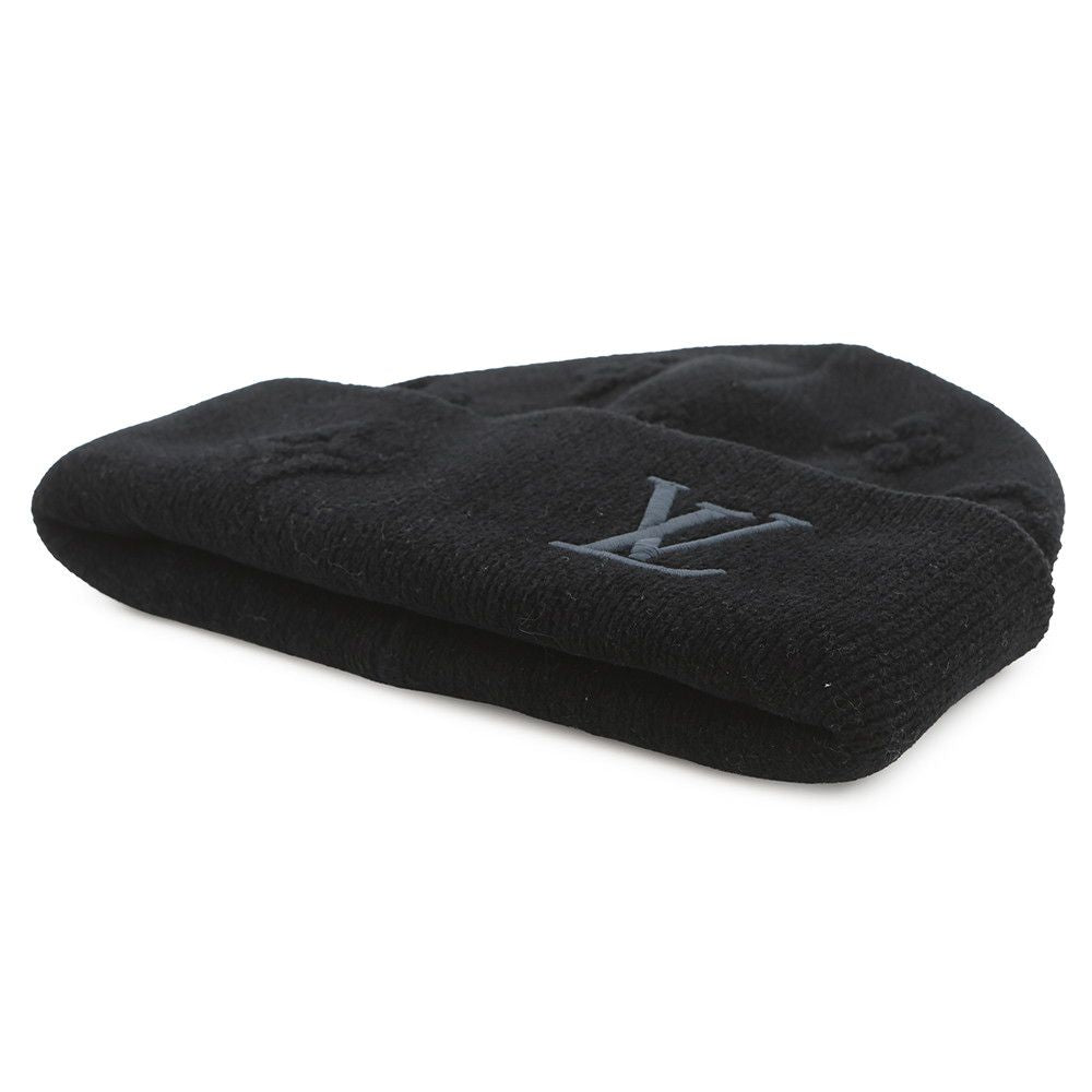 Louis Vuitton Knit Hat Beanie LV Crash Monogram Cotton Noir Black — view 2