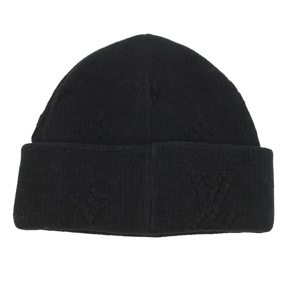 Louis Vuitton Knit Hat Beanie LV Crash Monogram Cotton Noir Black — view 3