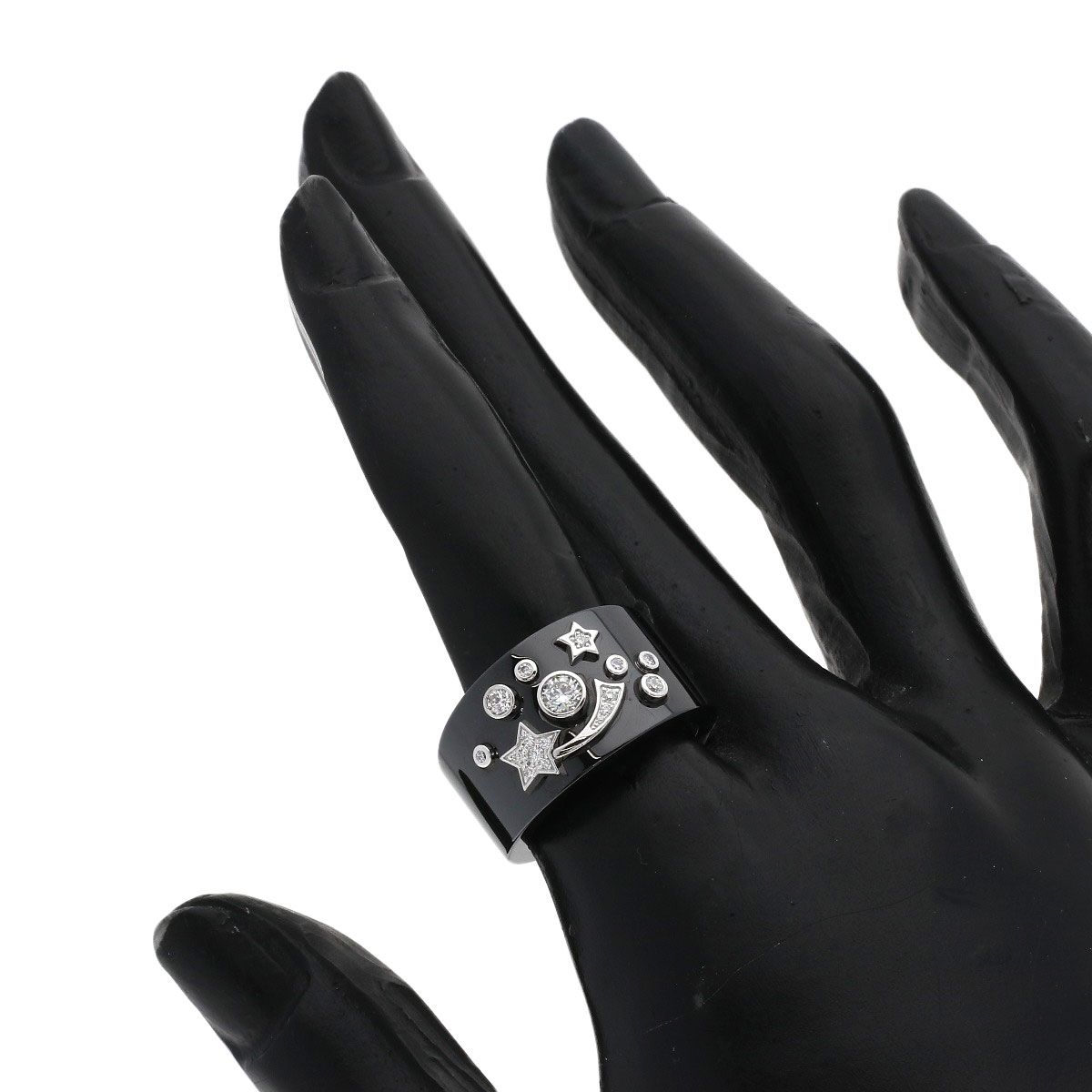 Chanel Cosmic de Comet Diamond Ceramic 52 Ring 18K White Gold — view 9