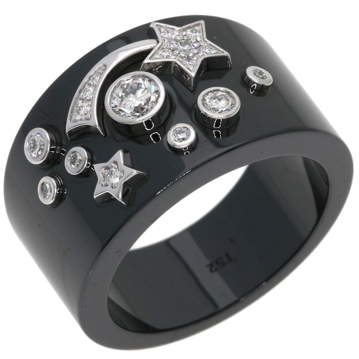 Chanel Cosmic de Comet Diamond Ceramic 52 Ring 18K White Gold — view 2