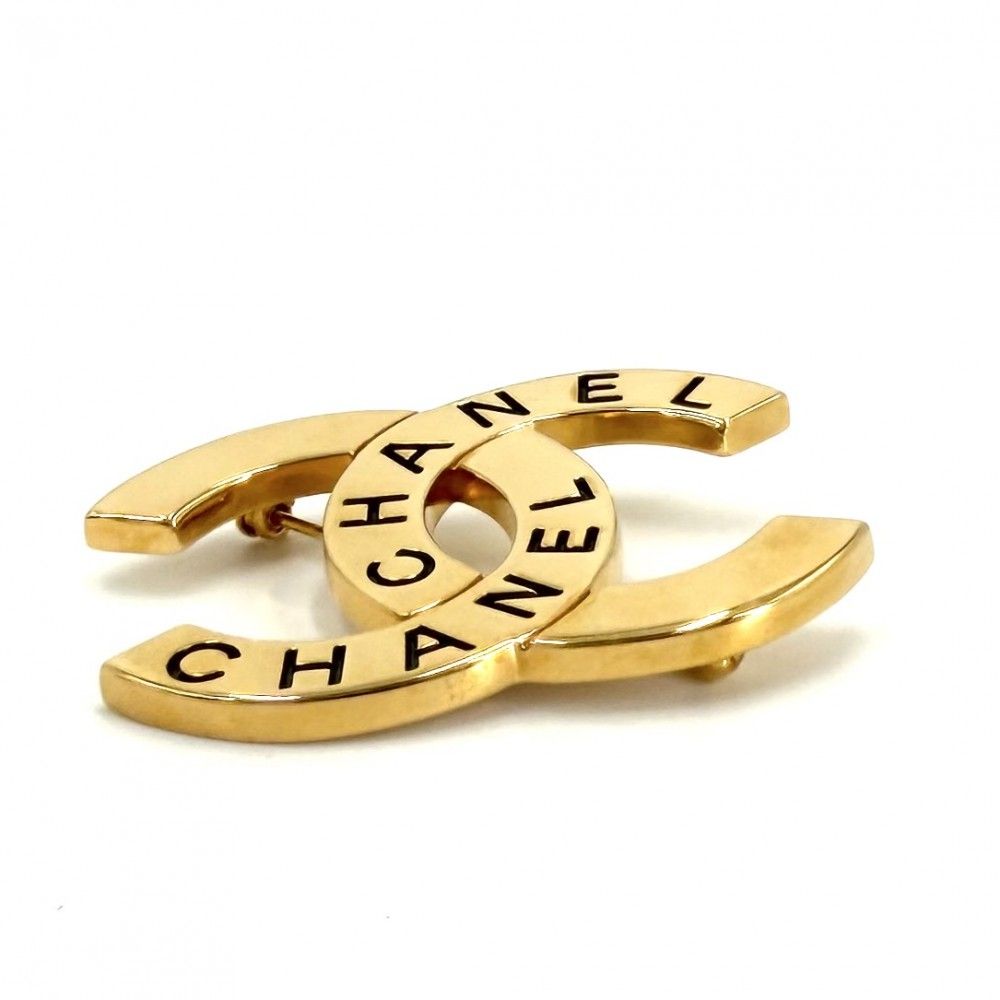 Chanel Brooch Logo CC Vintage Gold Plated — view 3
