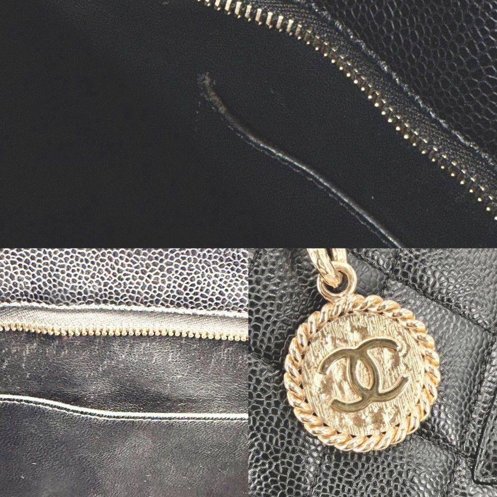 Chanel Handbag Quilted Medallion Tote Shoulder Caviar Leather — view 6