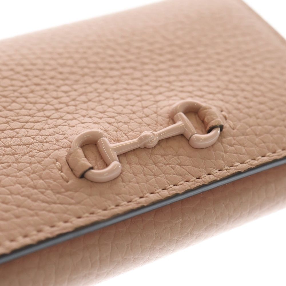 Gucci Horsebit Leather Compact Wallet Pink — view 5