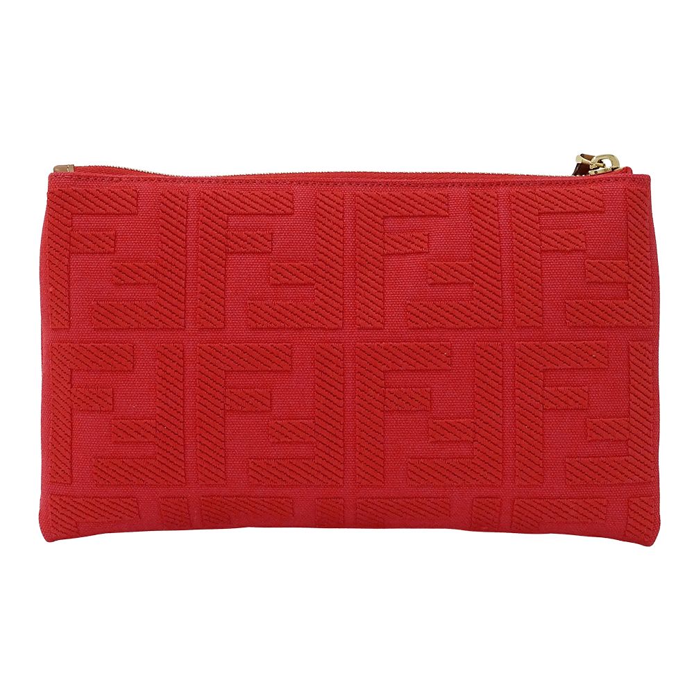 Fendi Pouch Clutch Zucca Canvas Jacquard Red Mini — view 2