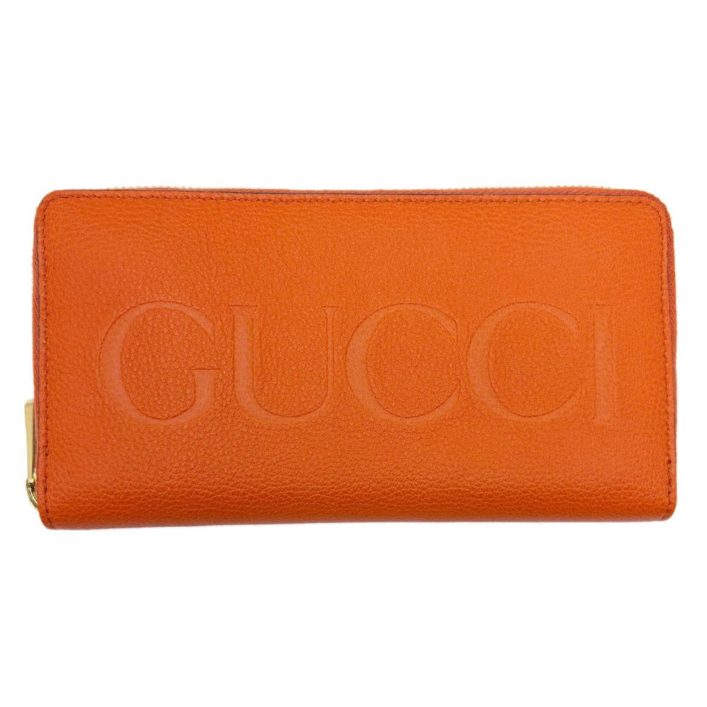 Gucci Wallet Zip Around Leather Logo Orange Gold — view 2