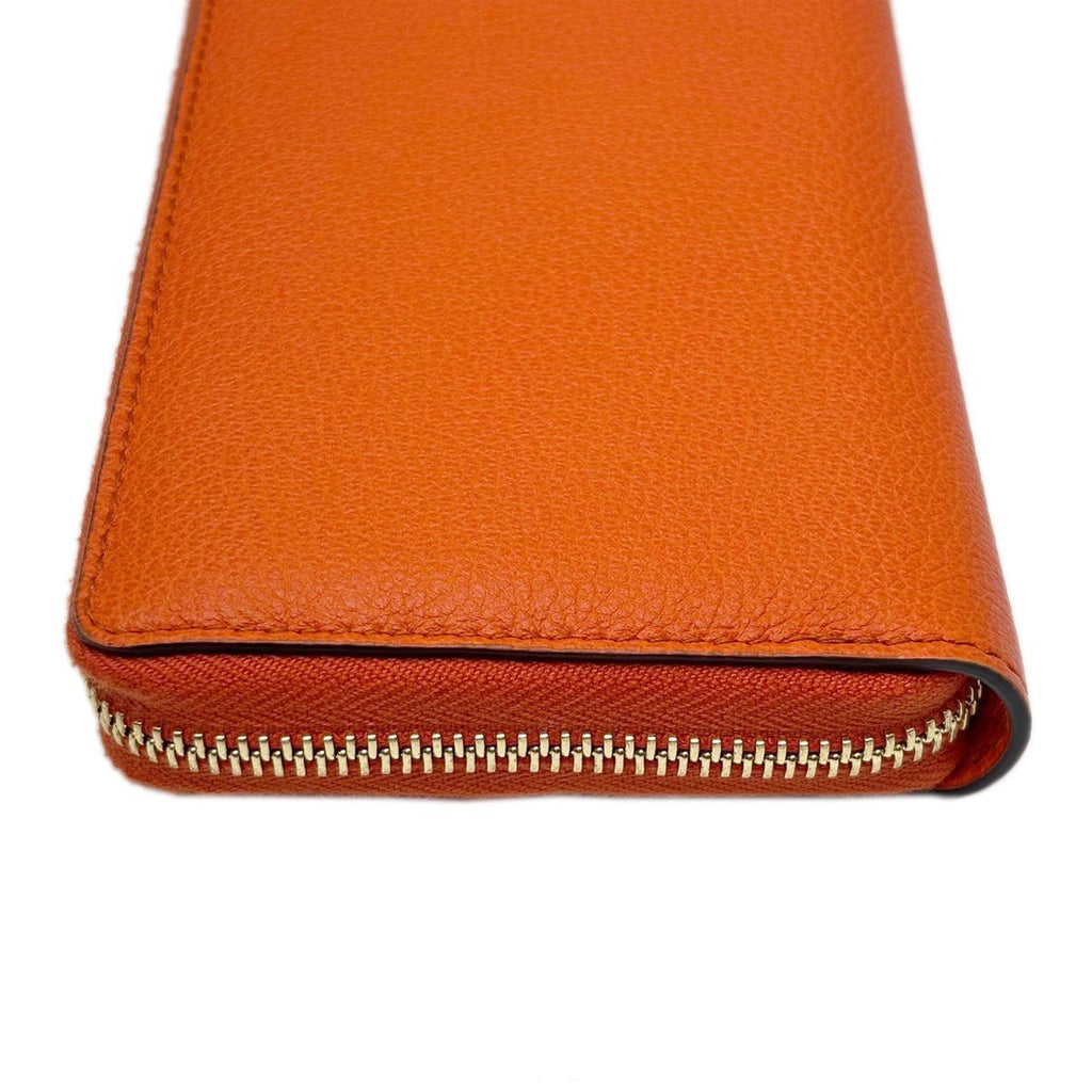 Gucci Wallet Zip Around Leather Logo Orange Gold — view 9