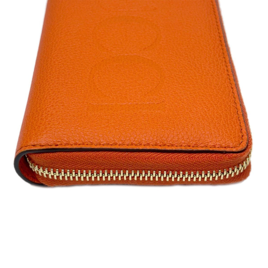 Gucci Wallet Zip Around Leather Logo Orange Gold — view 7