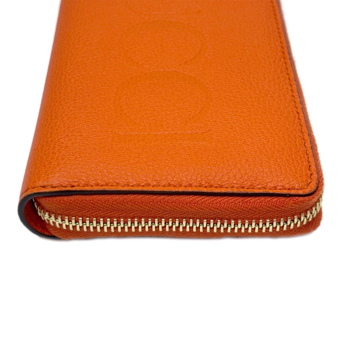 Gucci Wallet Zip Around Leather Logo Orange Gold — view 7