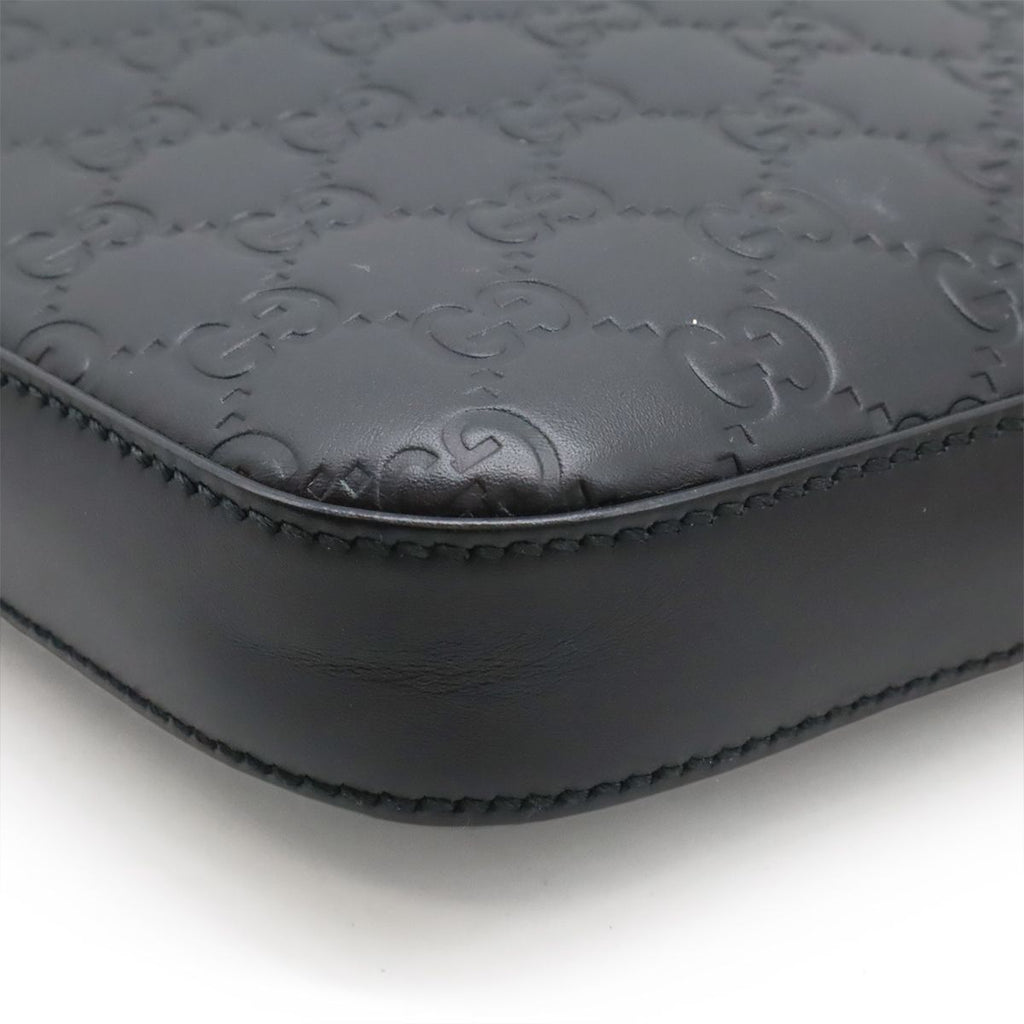 Gucci Guccissima Shoulder Bag Crossbody Leather Black Silver — view 3