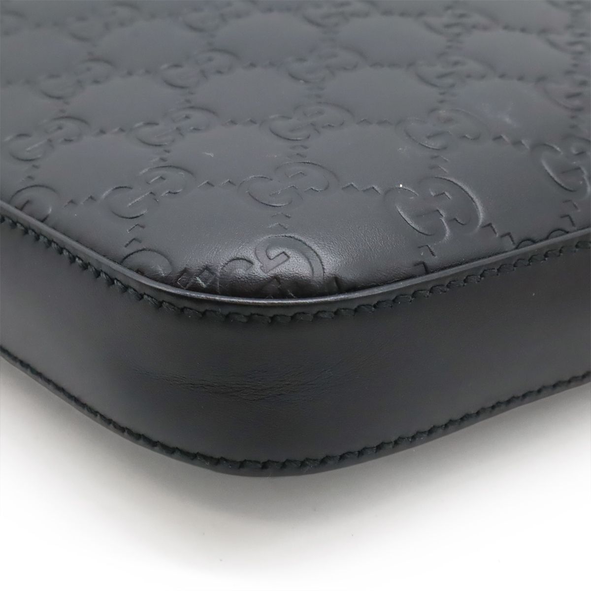 Gucci Guccissima Shoulder Bag Crossbody Leather Black Silver — view 3