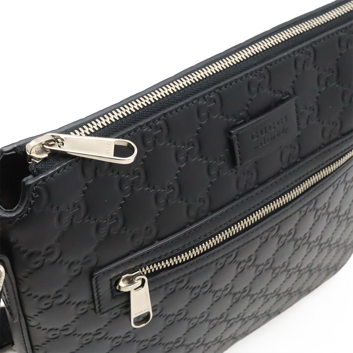 Gucci Guccissima Shoulder Bag Crossbody Leather Black Silver — view 6