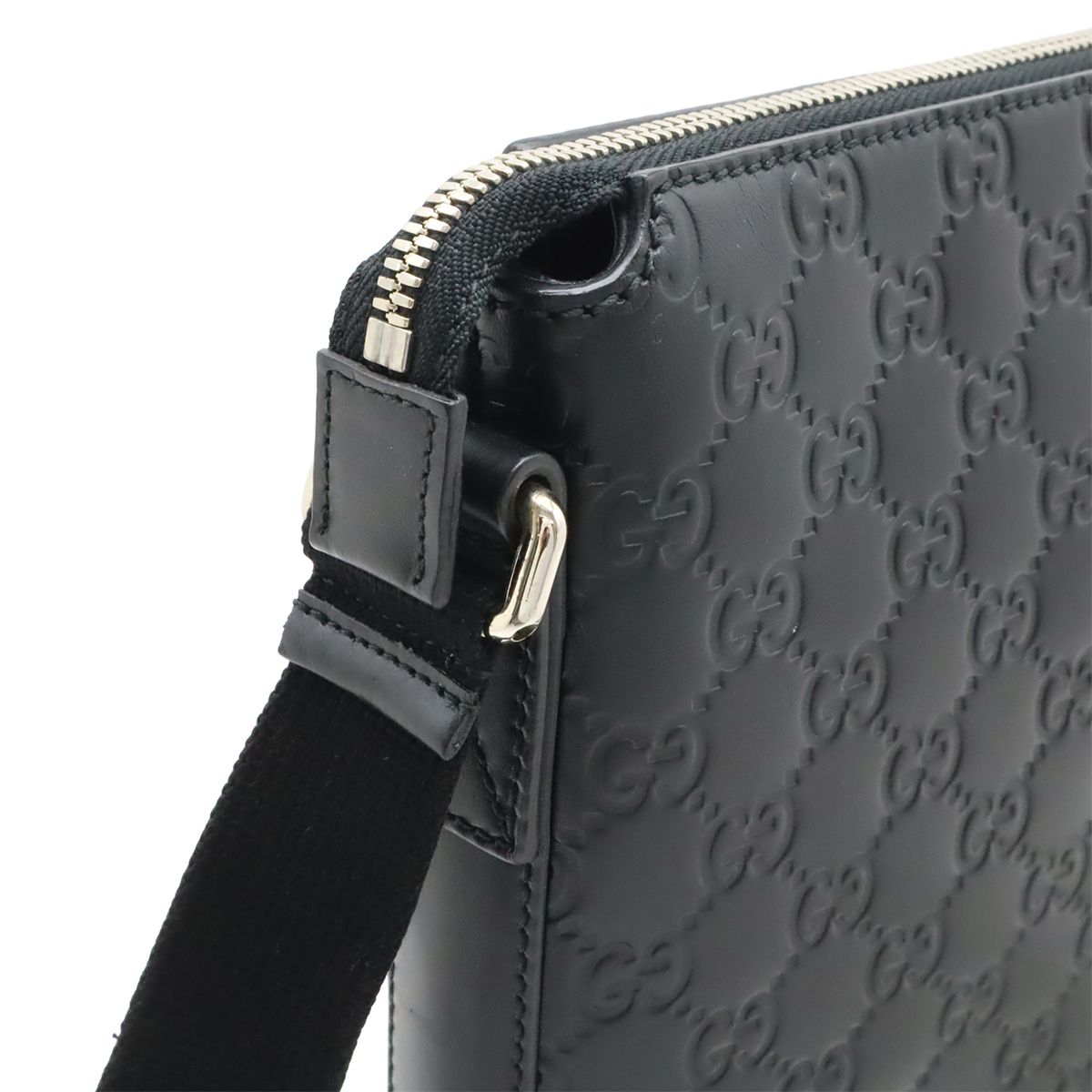Gucci Guccissima Shoulder Bag Crossbody Leather Black Silver — view 5