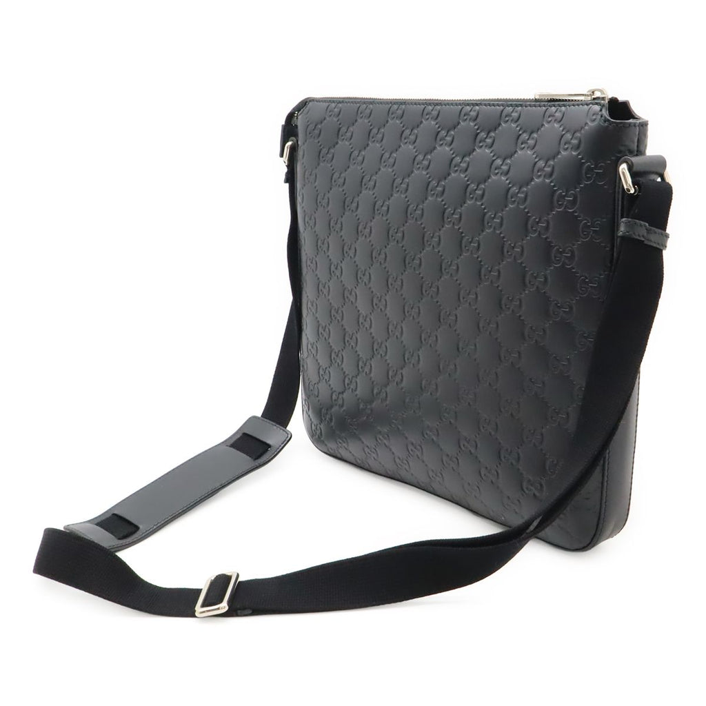 Gucci Guccissima Shoulder Bag Crossbody Leather Black Silver — view 2